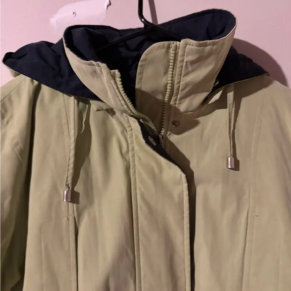 $180 London Fog Sage Green Hooded Utility Rain Jacket Size 12 - Picture 5 of 9